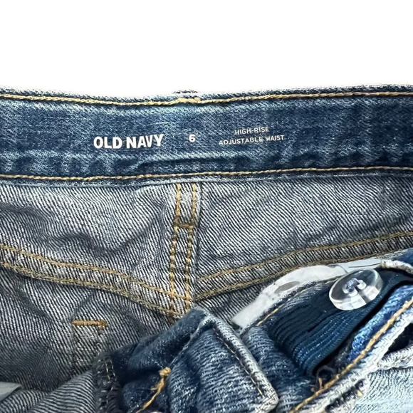 Old Navy Girls Denim Shorts Size 6 Kids High Rise Adjustable Waist Light Wash - Picture 2 of 3